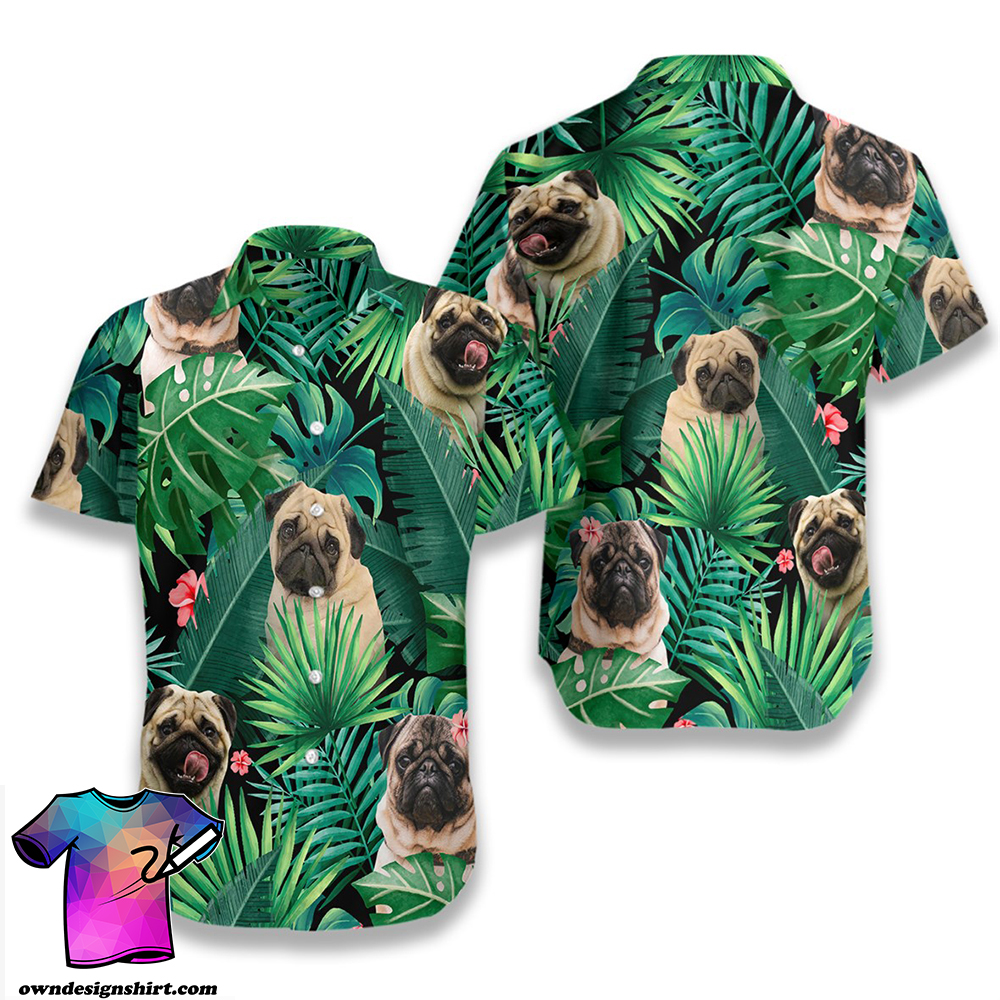 Tropical pug hawaiian shirt