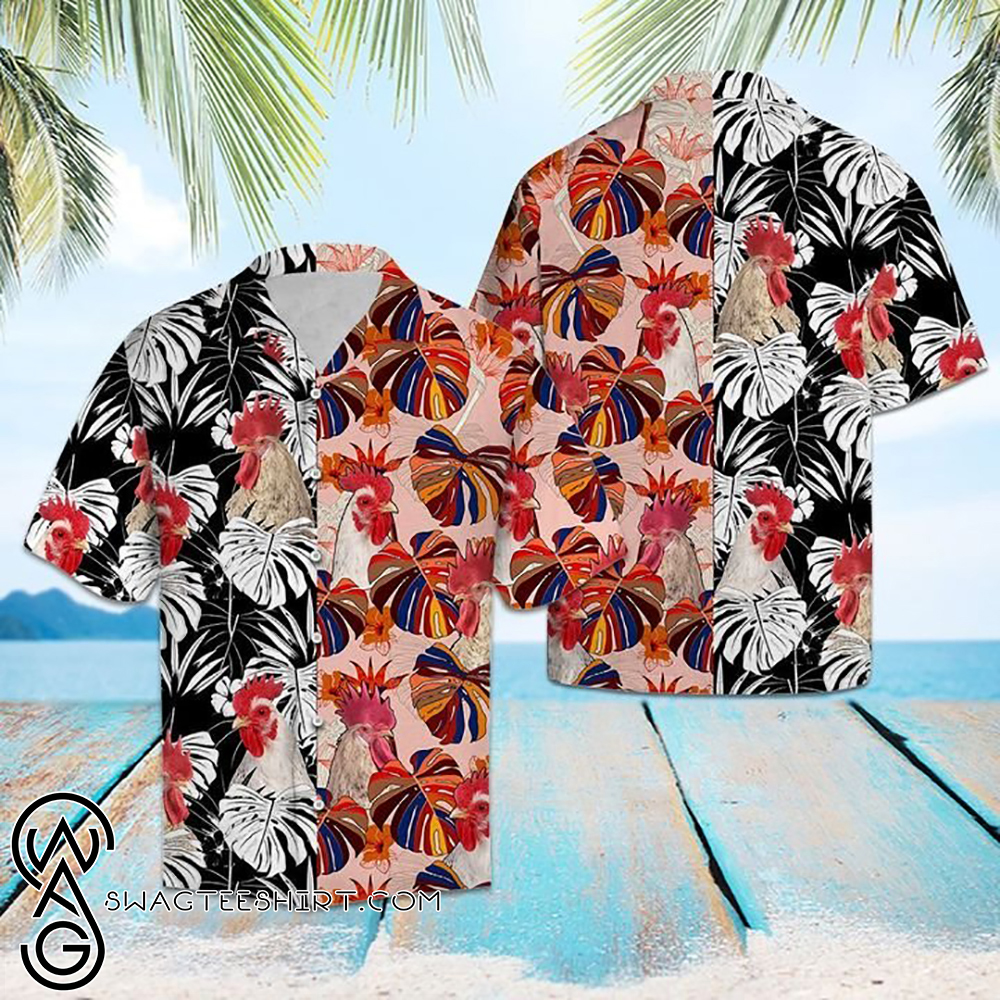 Tropical rooster floral hawaiian shirt – Maria