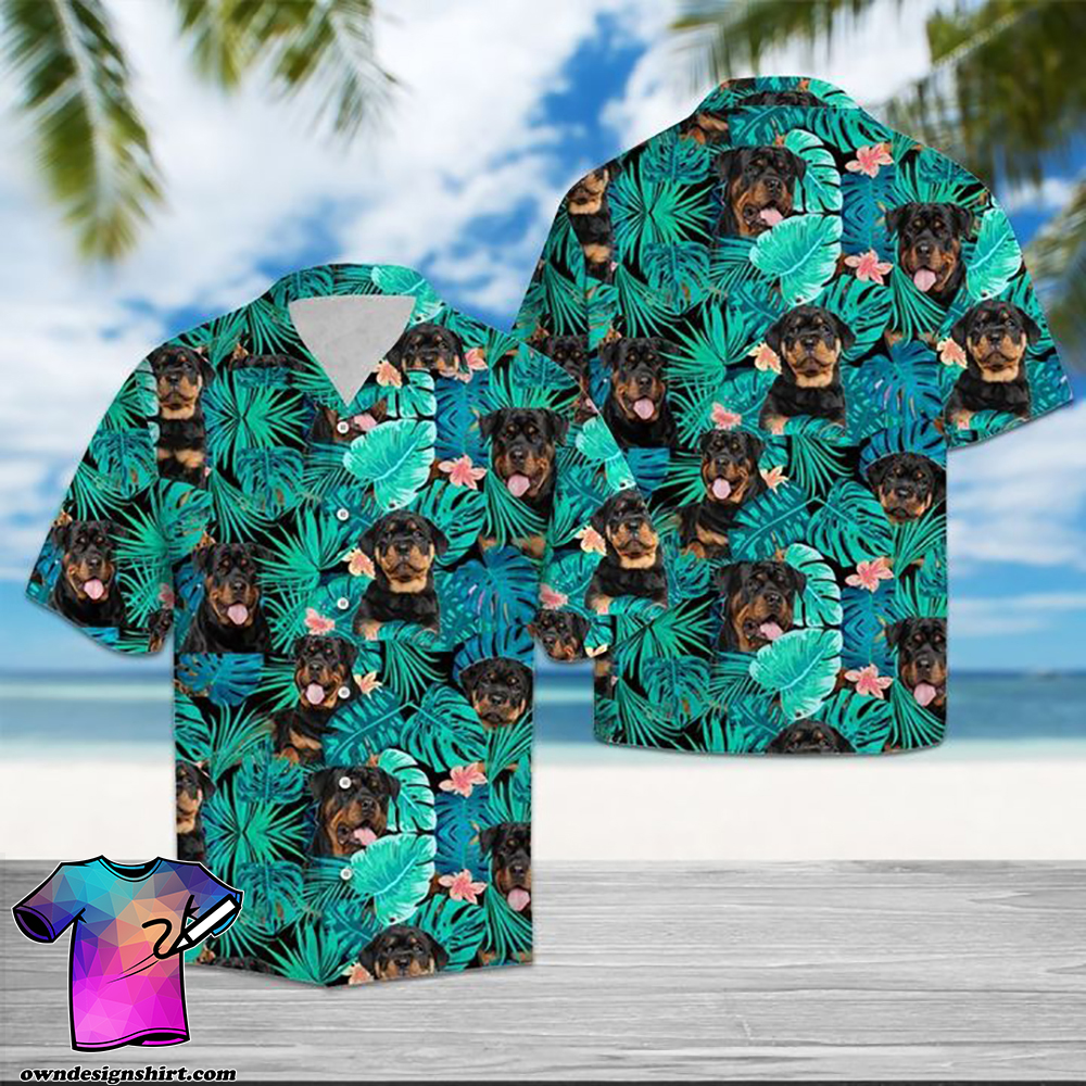 Tropical rottweiler dog hawaiian shirt