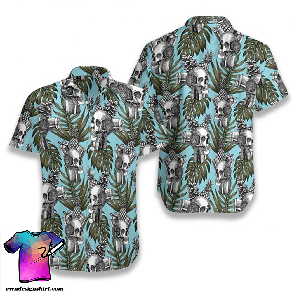 Tropical skull gift pine apple cone hawaiian shirt