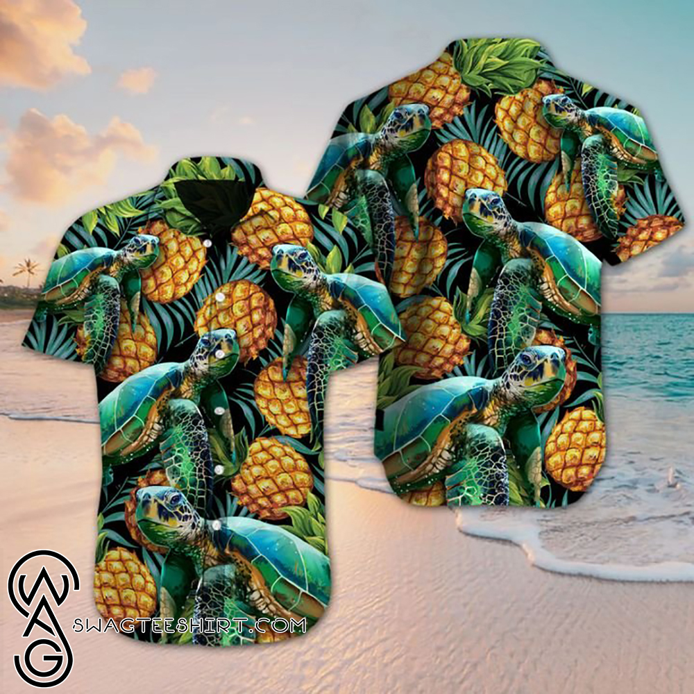 Turtle and pineapple hawaiian shirt