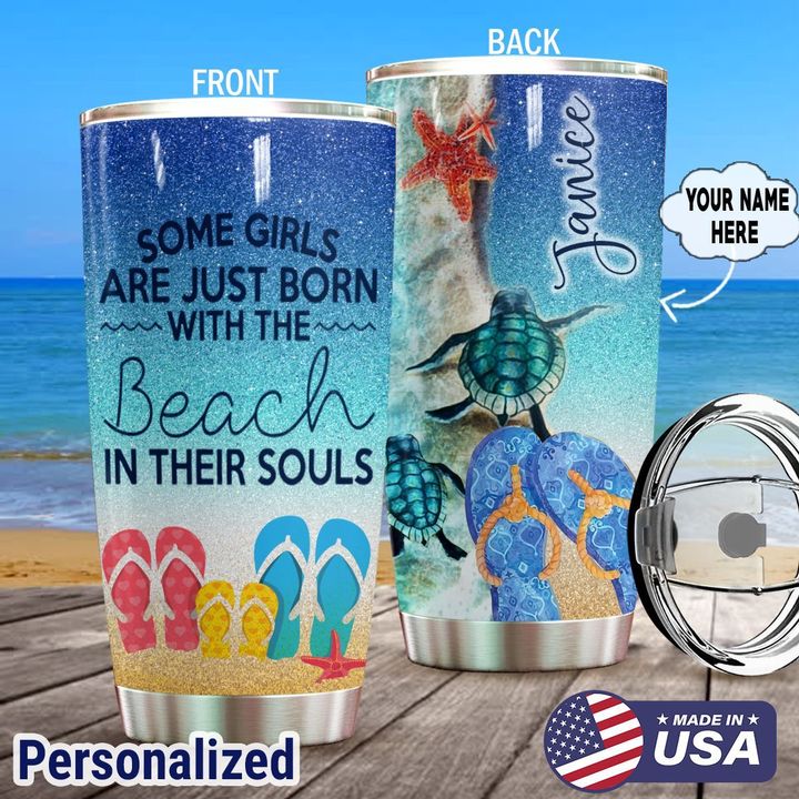 Turtle some girls are just born with the beach in their souls tumbler – Hothot 090720