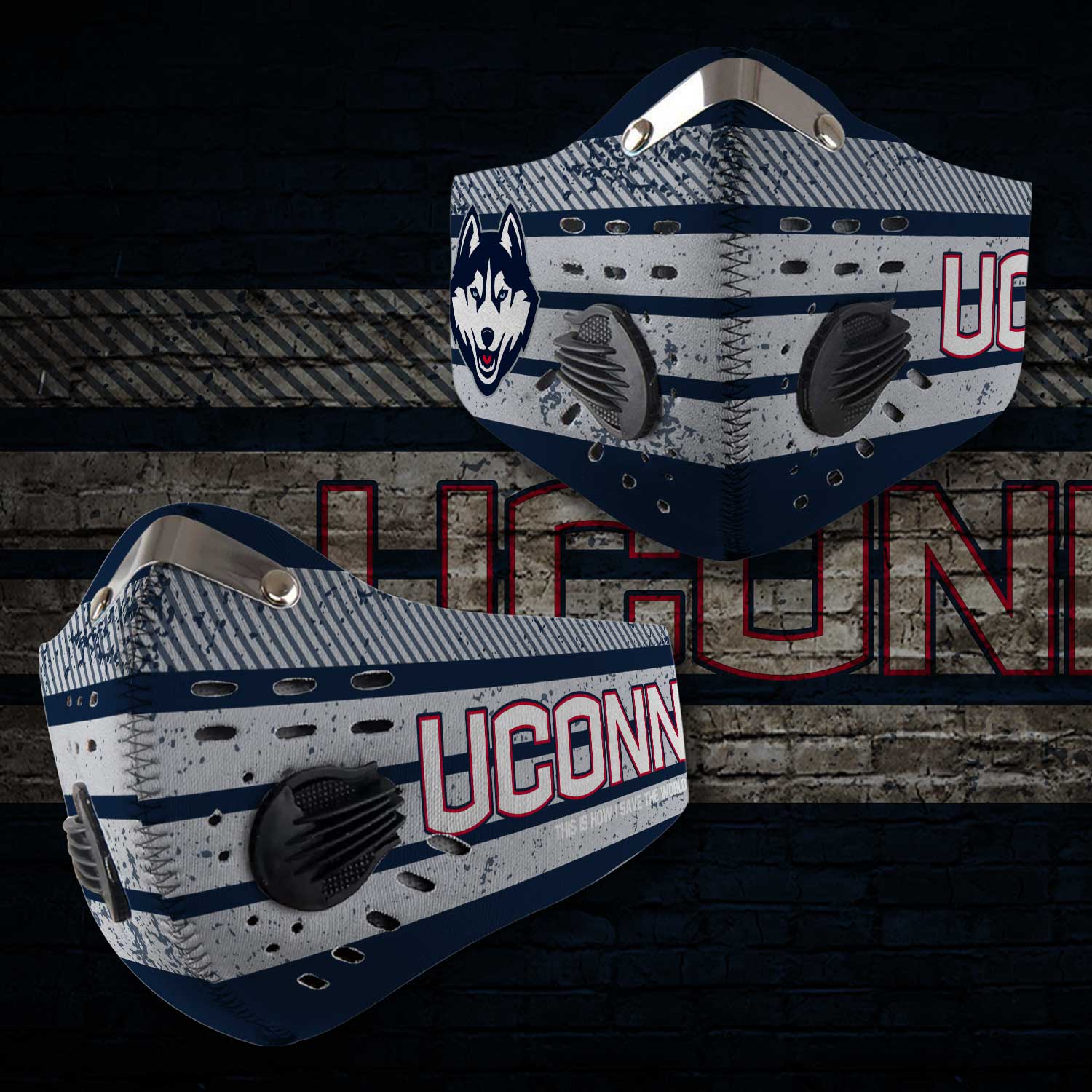 UConn huskies this is how i save the world carbon filter face mask