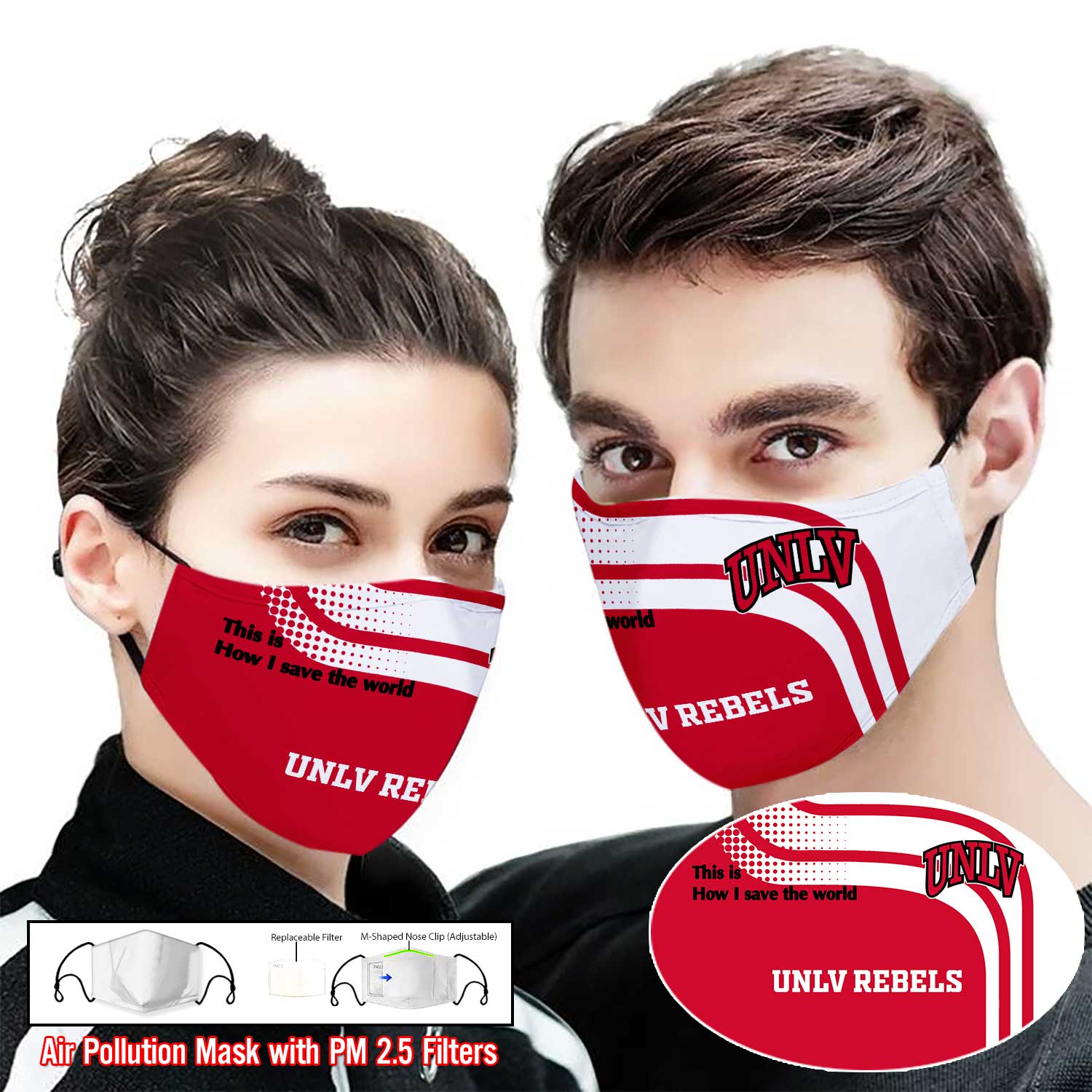 UNLV rebels this is how i save the world full printing face mask