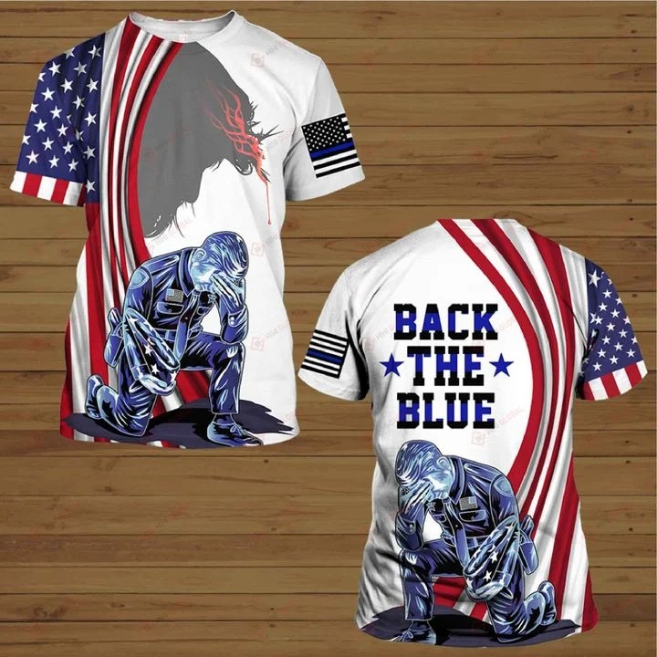US police officer back the blue all over printed shirt, hoodie – Hothot 240720