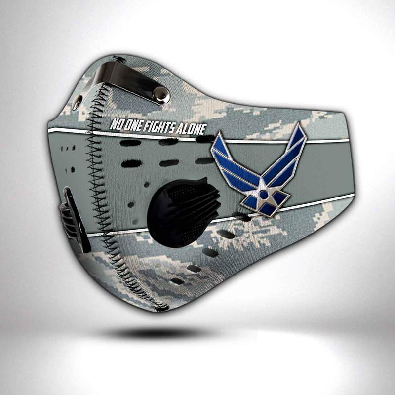United states air force no one fights alone filter activated carbon face mask