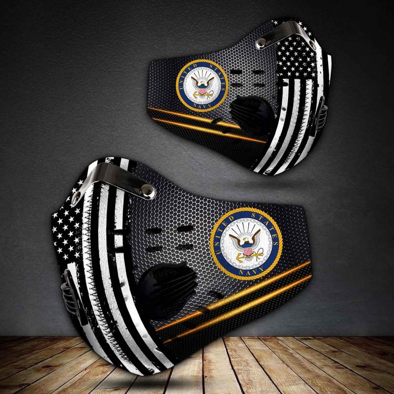 United states navy american flag metallic filter activated carbon face mask