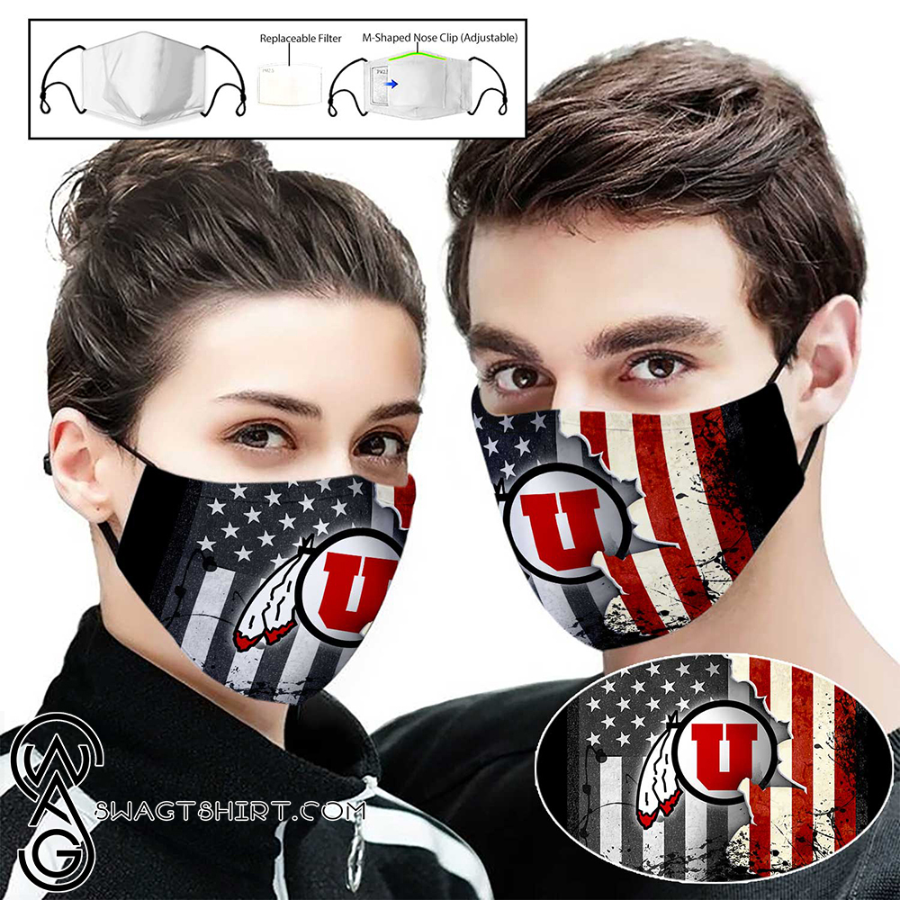 Utah utes american flag full printing face mask – maria