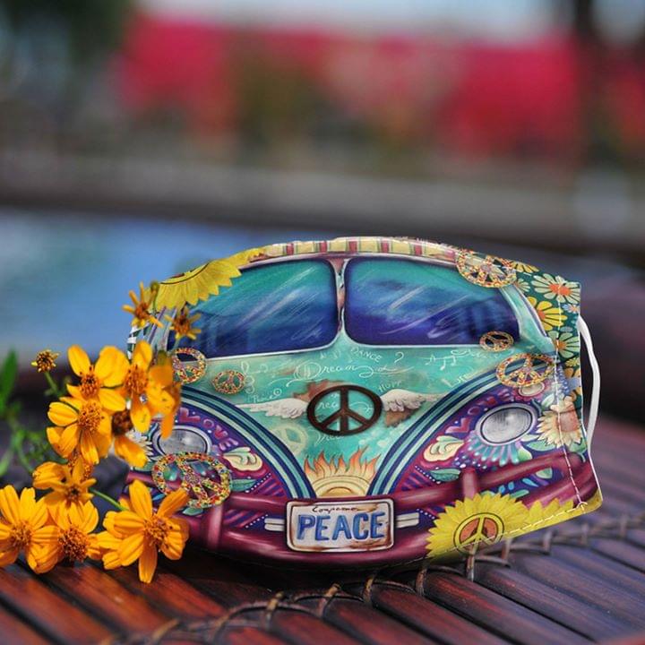 VW Volkswagen Bus Hippie Peace face mask