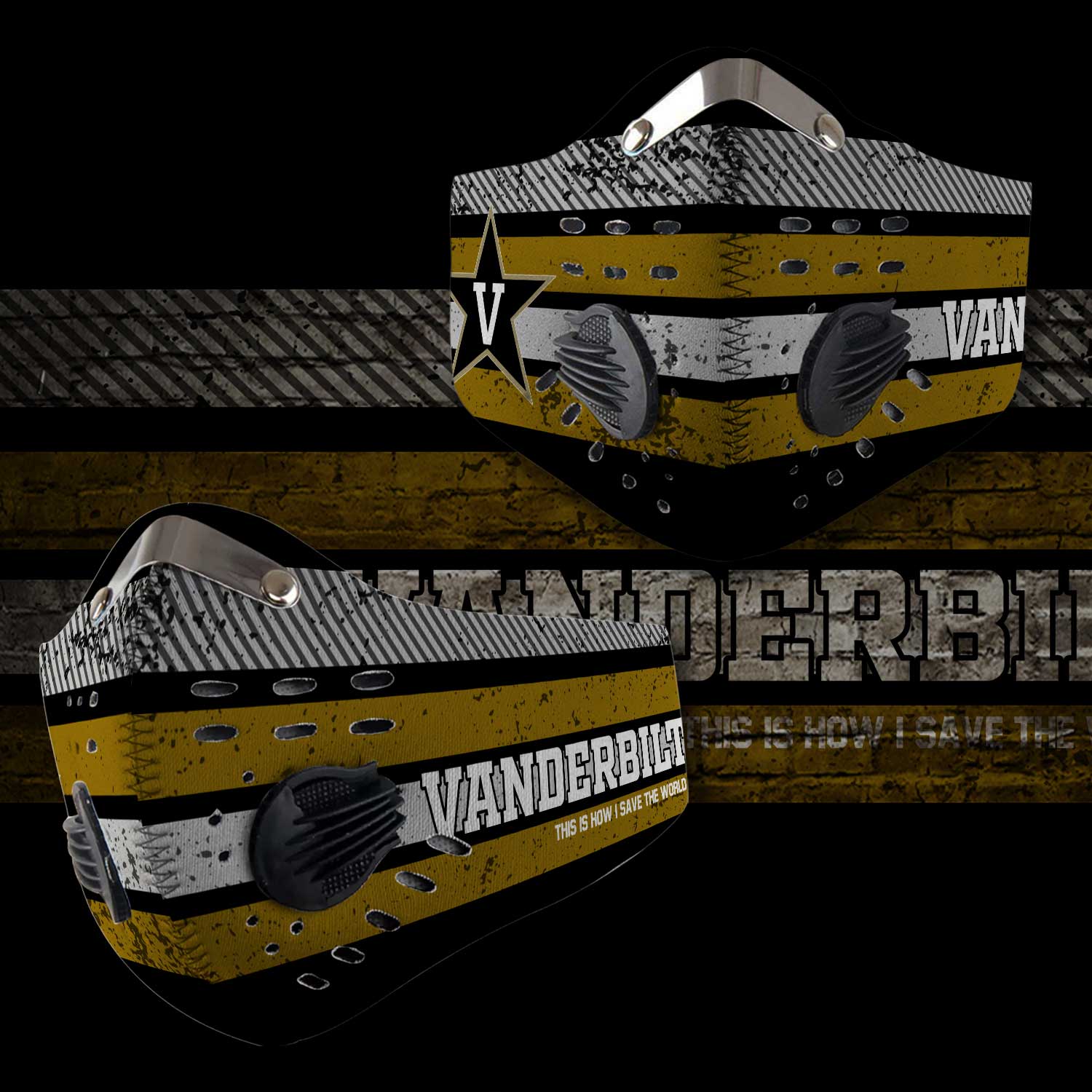 Vanderbilt commodores this is how i save the world carbon filter face mask