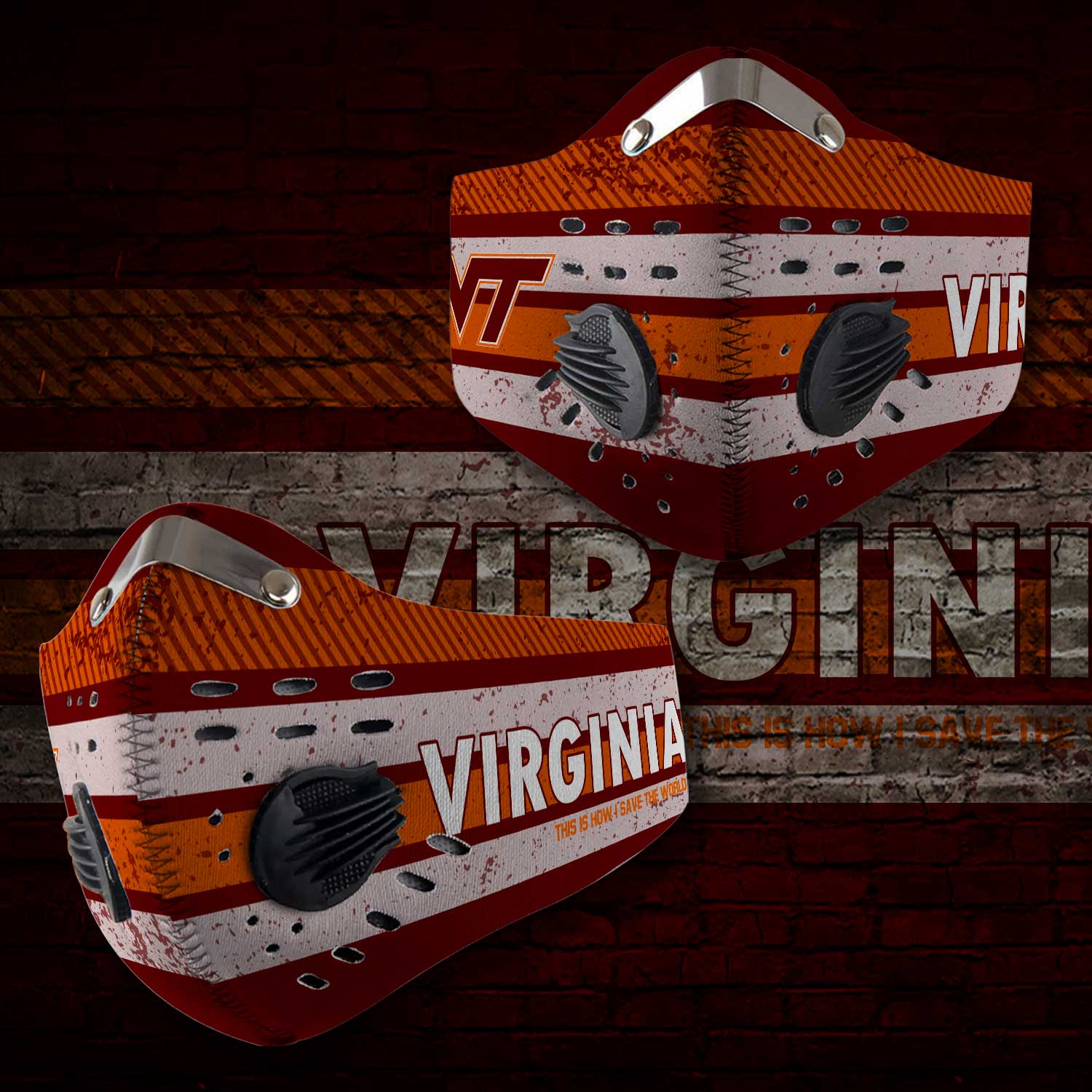Virginia tech hokies this is how i save the world carbon filter face mask