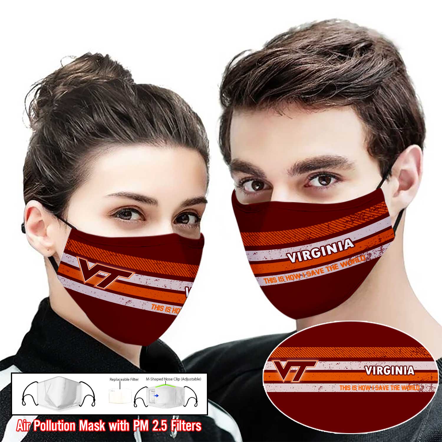 Virginia tech hokies this is how i save the world face mask