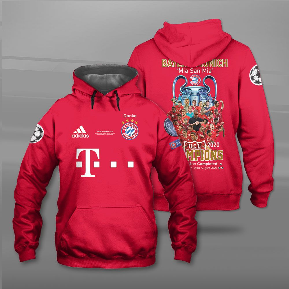 Bayern munich mia san mia champions all over printed 3d hoodie, shirt 5