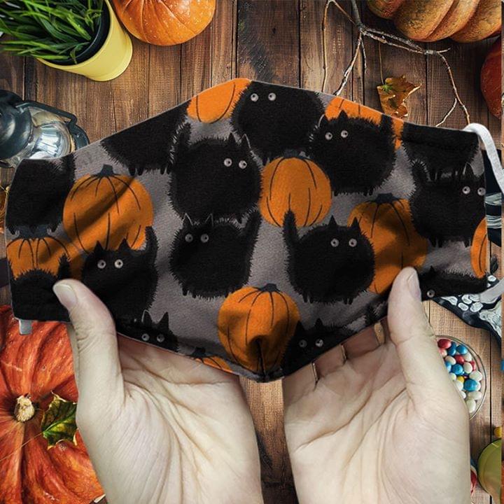 Black Cats Halloween Pumpkin face mask