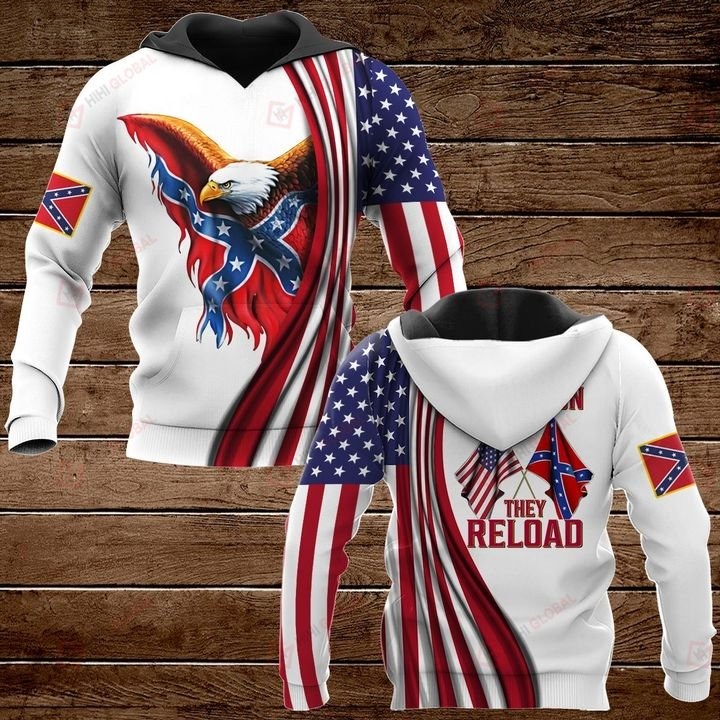 Confederate states of america flag these colors don't run they reload hawaiian shirt and all over printed 3d hoodie 3