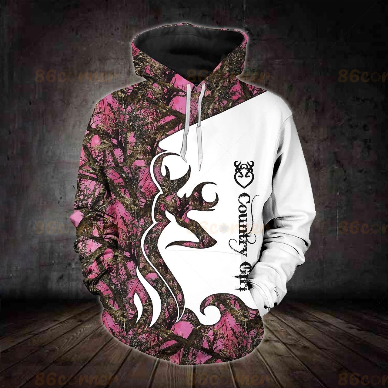 Country Girl Deer Camo 3D All Over Printed Hoodie