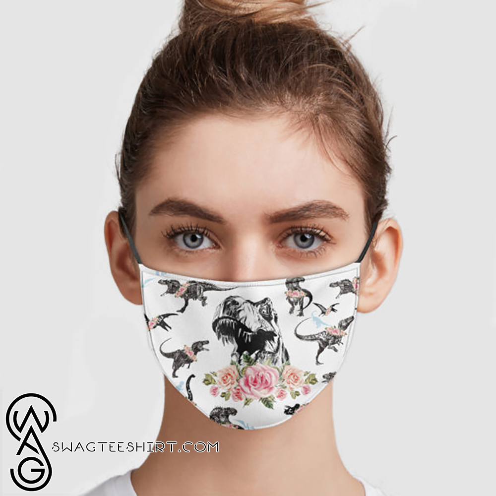 [special edition] Dinosaur tyrannosaurus floral all over printed face mask – maria