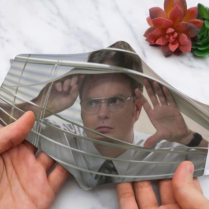 Dwight Schrute Looking Through A Window face mask