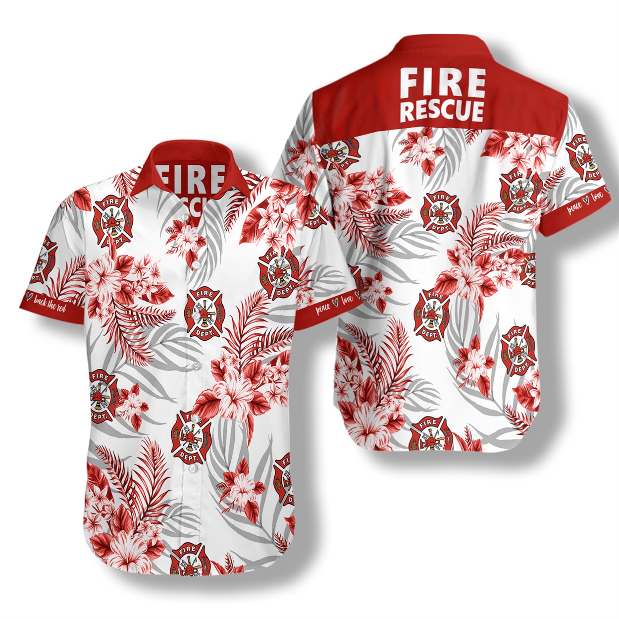 Firefighter fire rescue hawaiian shirt