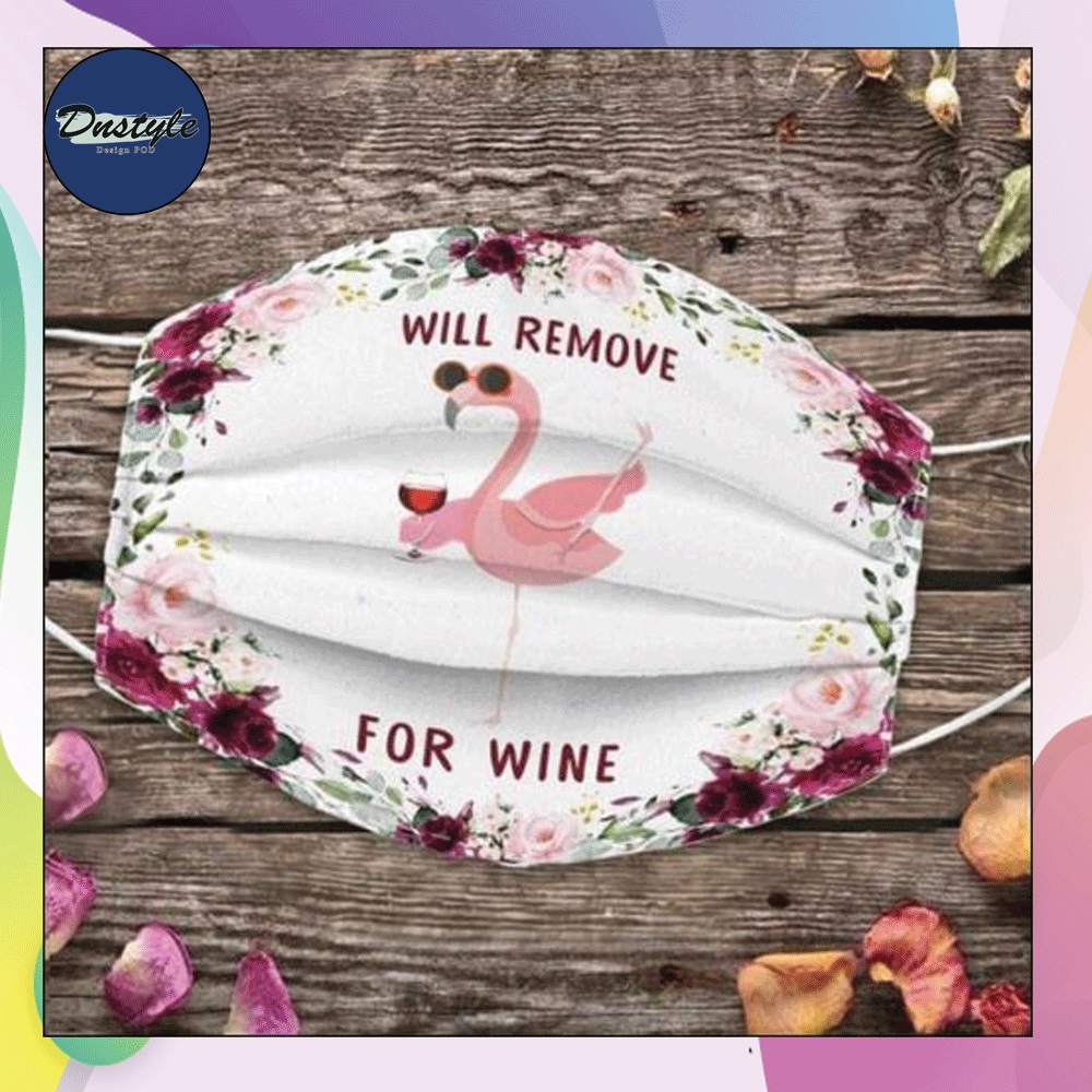 Floral flamingo will remove for wine cloth mask