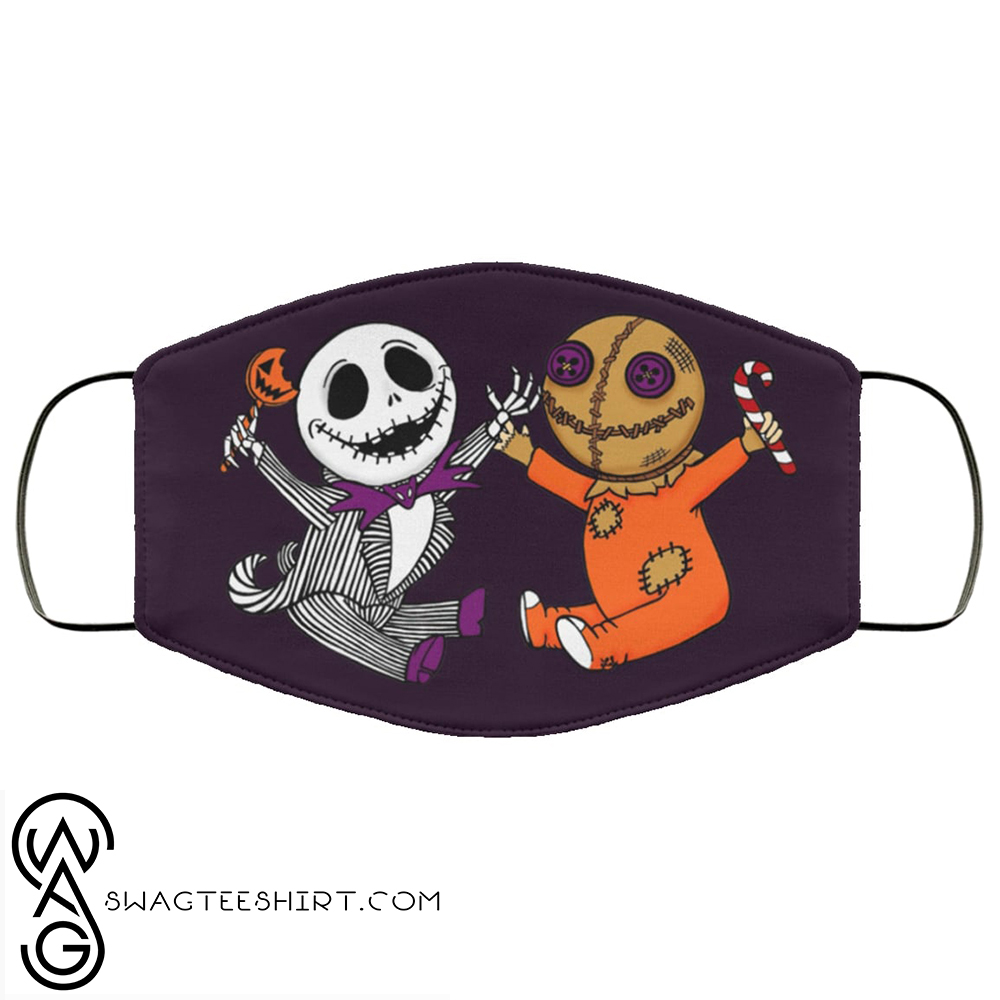 [special edition] Halloween jack skellington and sam all over printed face mask – maria