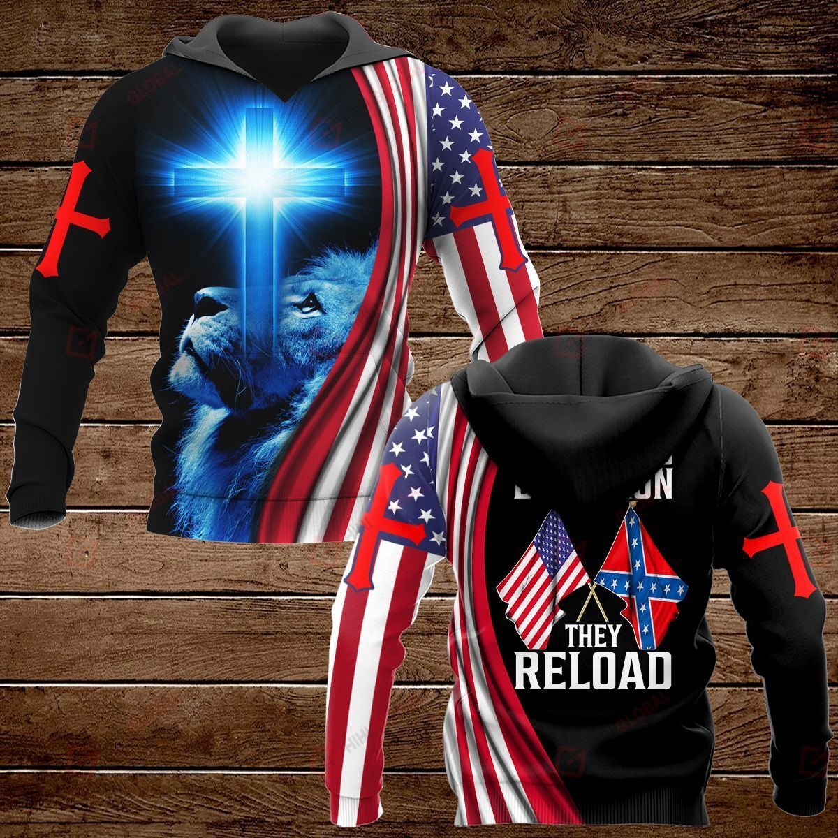 Lion confederate states of america flag these colors don't run they reload all over printed 3d hoodie, t-shirt 2