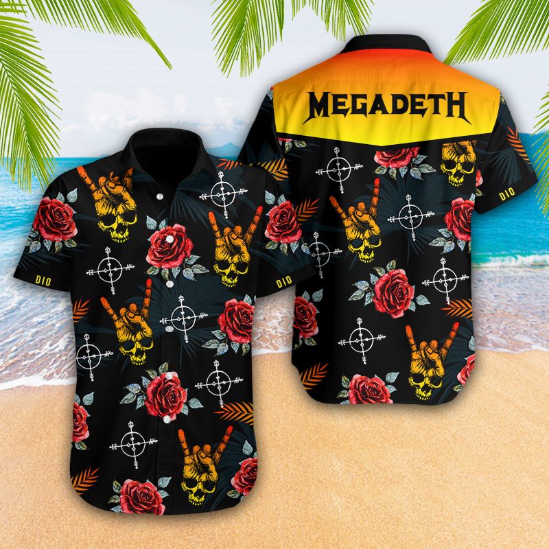 Megadeth Skull Flowers Hawaiian shirt