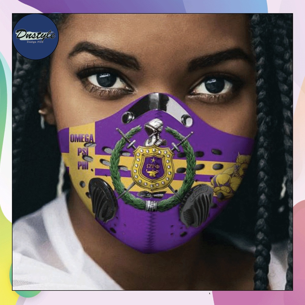 Omega Psi Phi logo face mask with filter