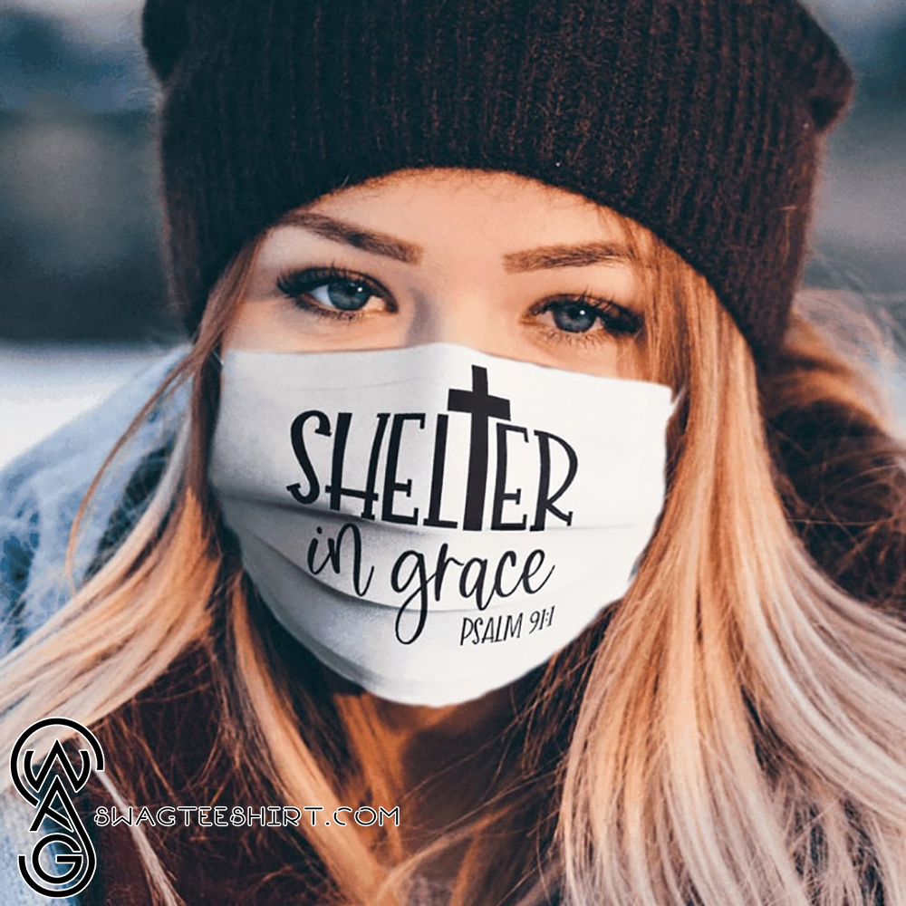 Shelter in grace psalm full over printed face mask