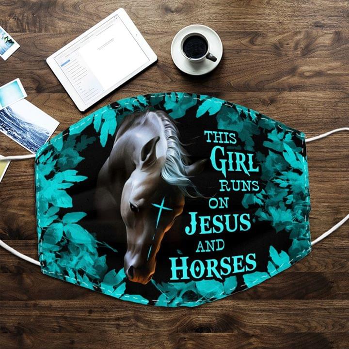 This girl runs on Jesus and horses face mask
