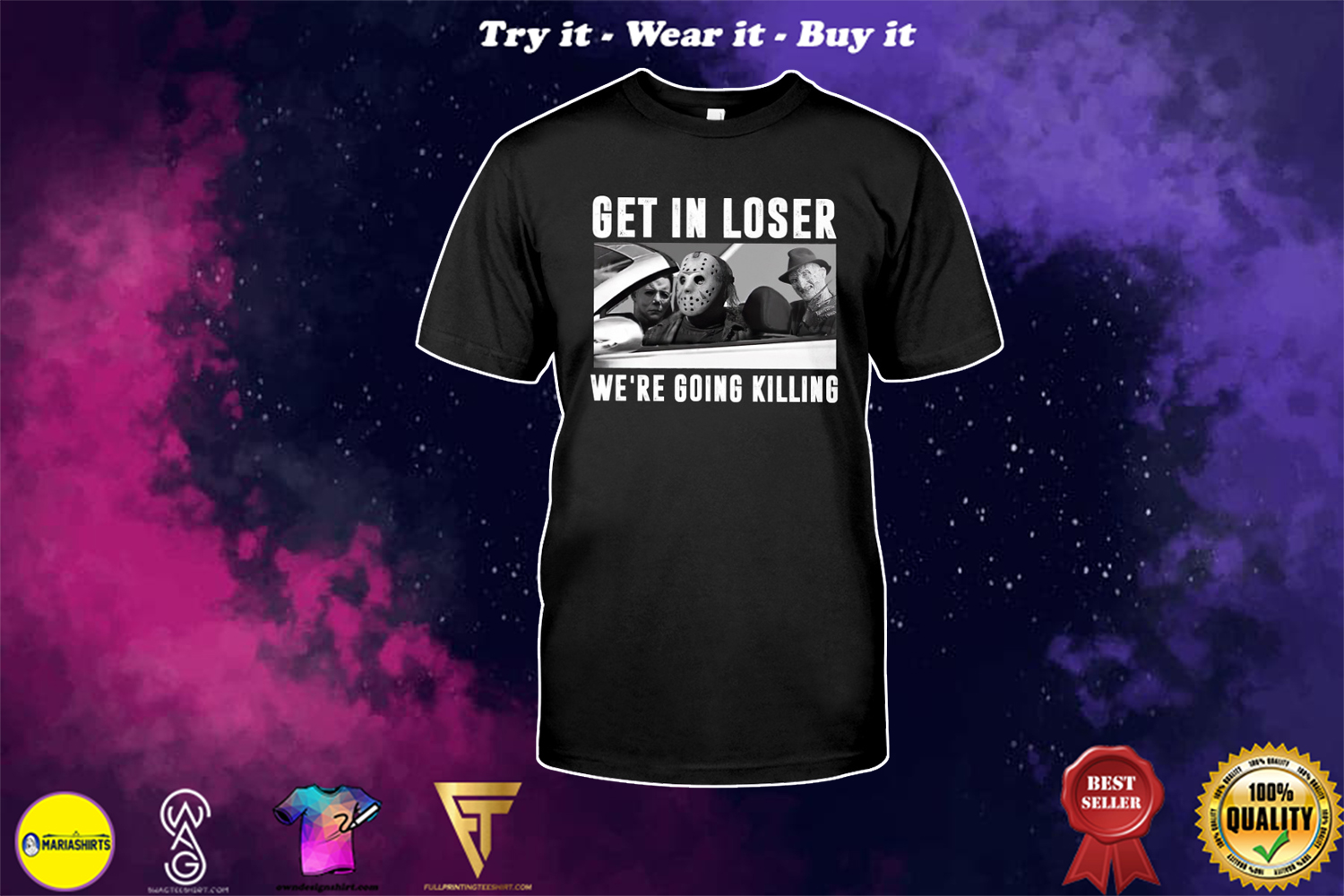 halloween get in loser we're going killing horror characters shirt