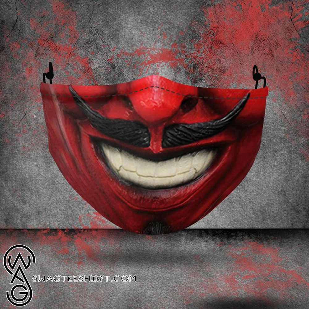 halloween red devil all over printed face mask
