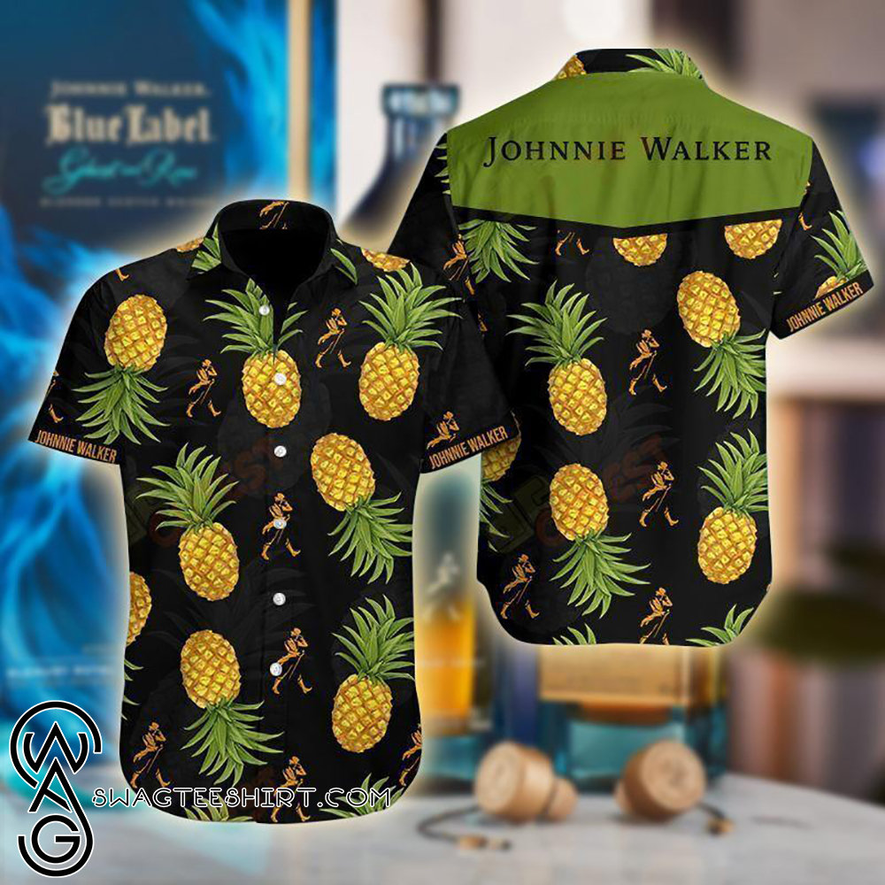 tropical johnnie walker symbol hawaiian shirt