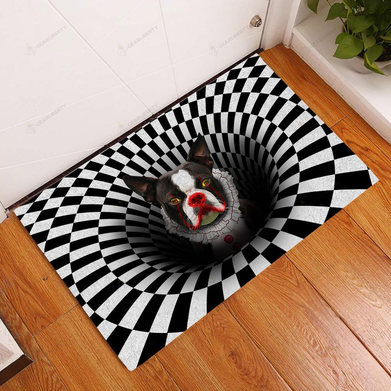 Boston terrier illusion halloween doormat-2