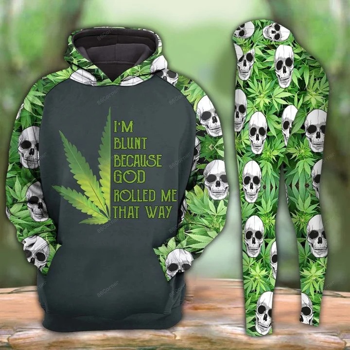 Cannabis skull I'm blunt because god rolled me that way 3d hoodie and legging