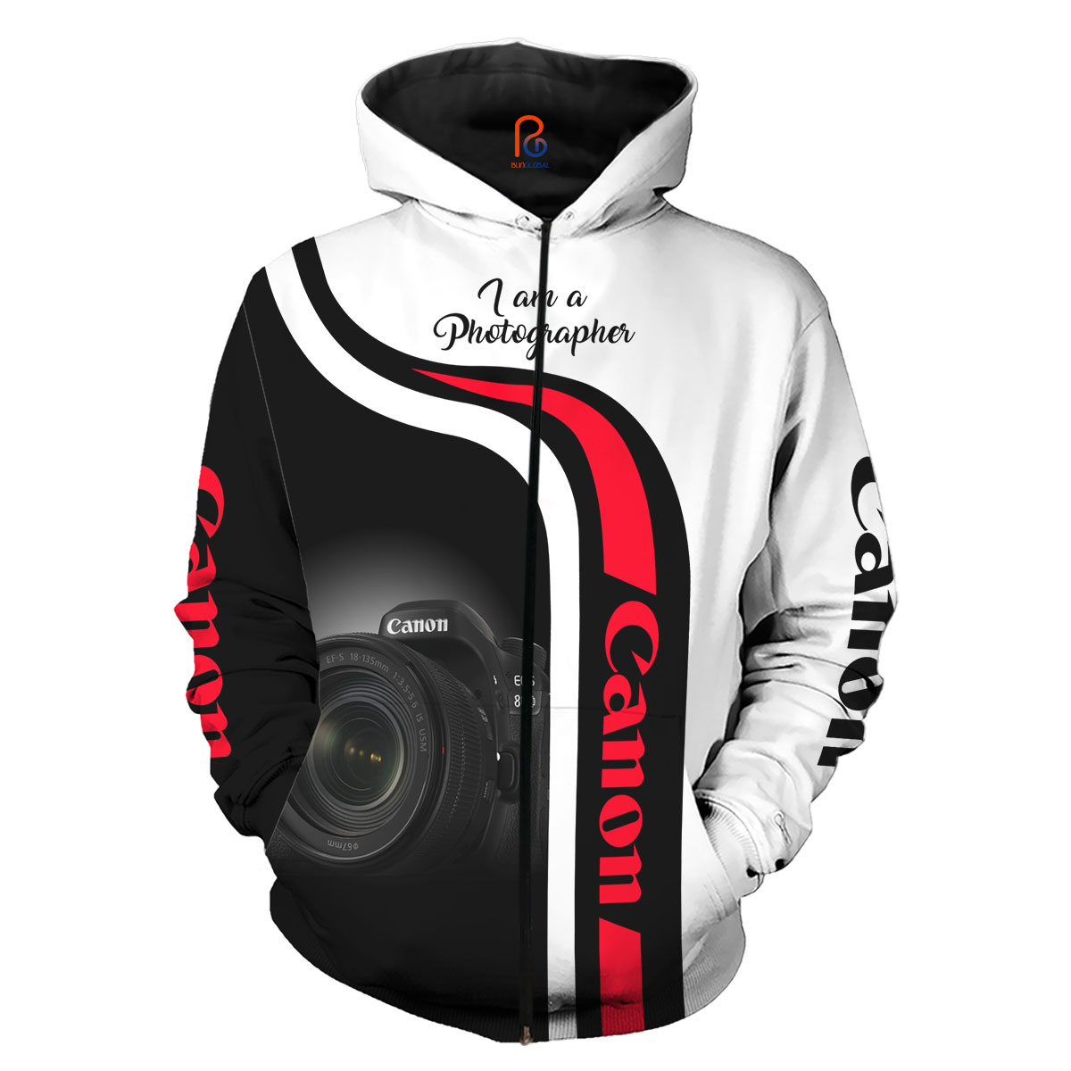 Canon I Am A Photographer 3D All Over Printed Zip Hoodie