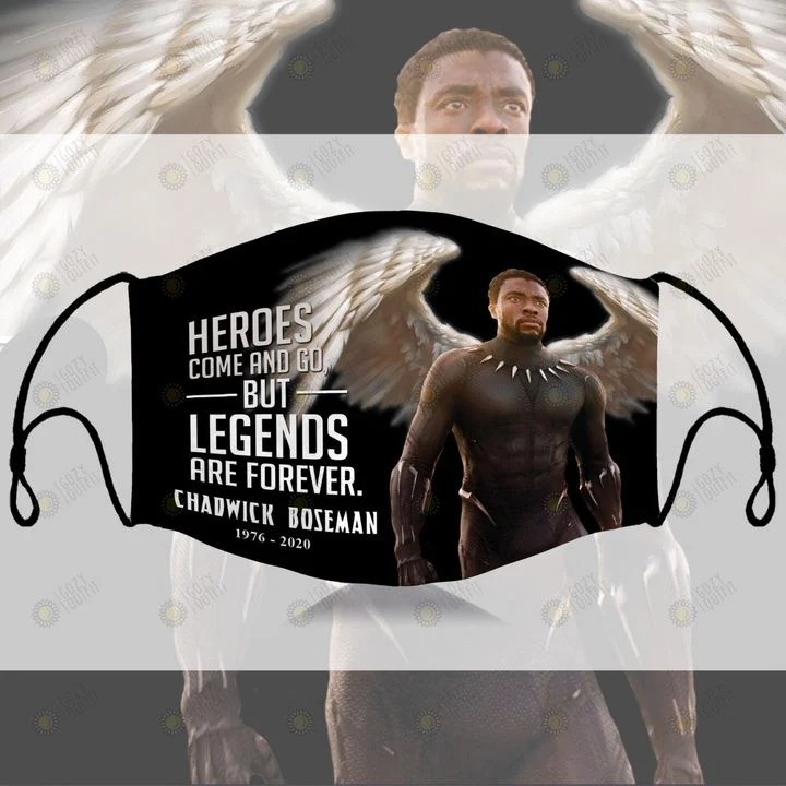 Chadwick boseman heroes come and go but legends are forever face mask