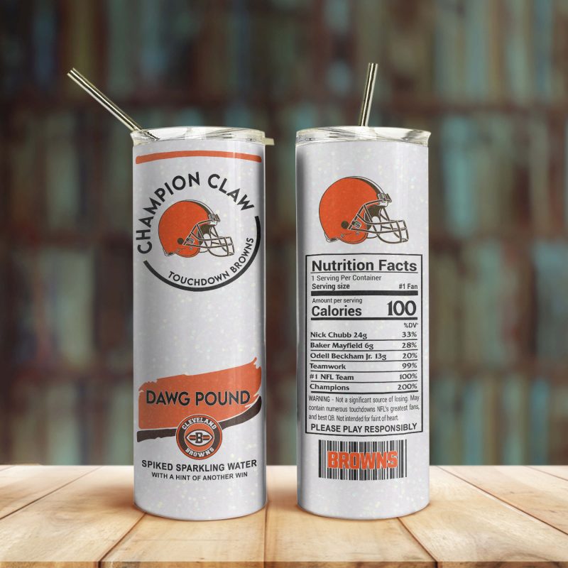 Cleveland browns champion claw skinny tumbler