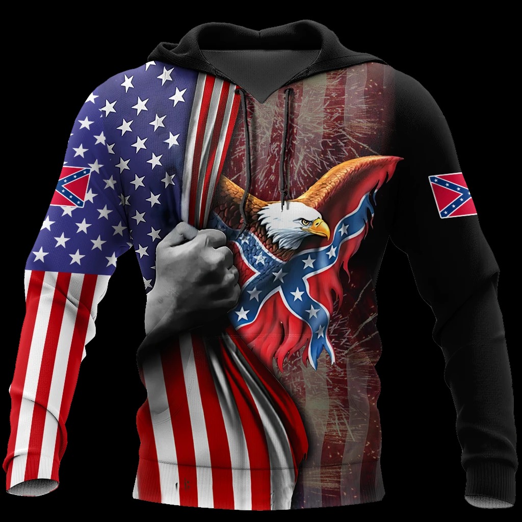 Confederate states of america eagle 3d all over printed hoodie
