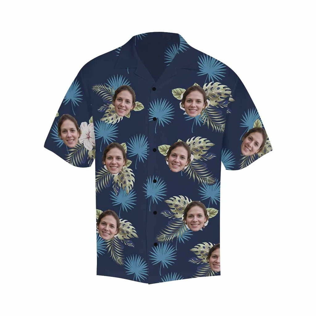 Custom face flower all over print hawaiian shirt 1