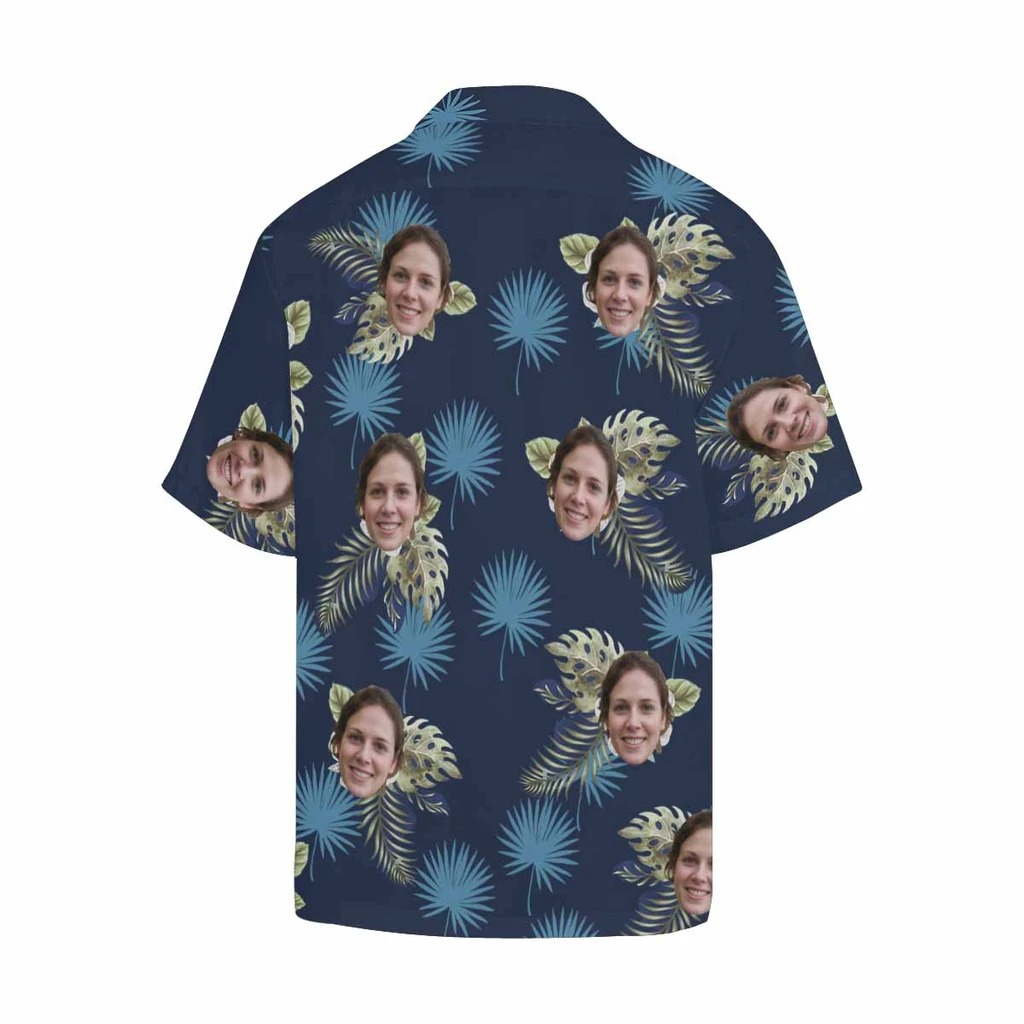 Custom face flower all over print hawaiian shirt 2