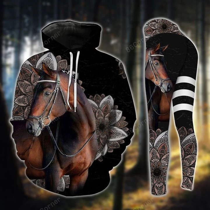Dark brown horse hoodie and legging