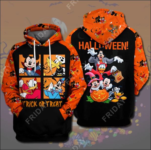 Disney Characters trick or treat happy Halloween 3D all over printed hoodie
