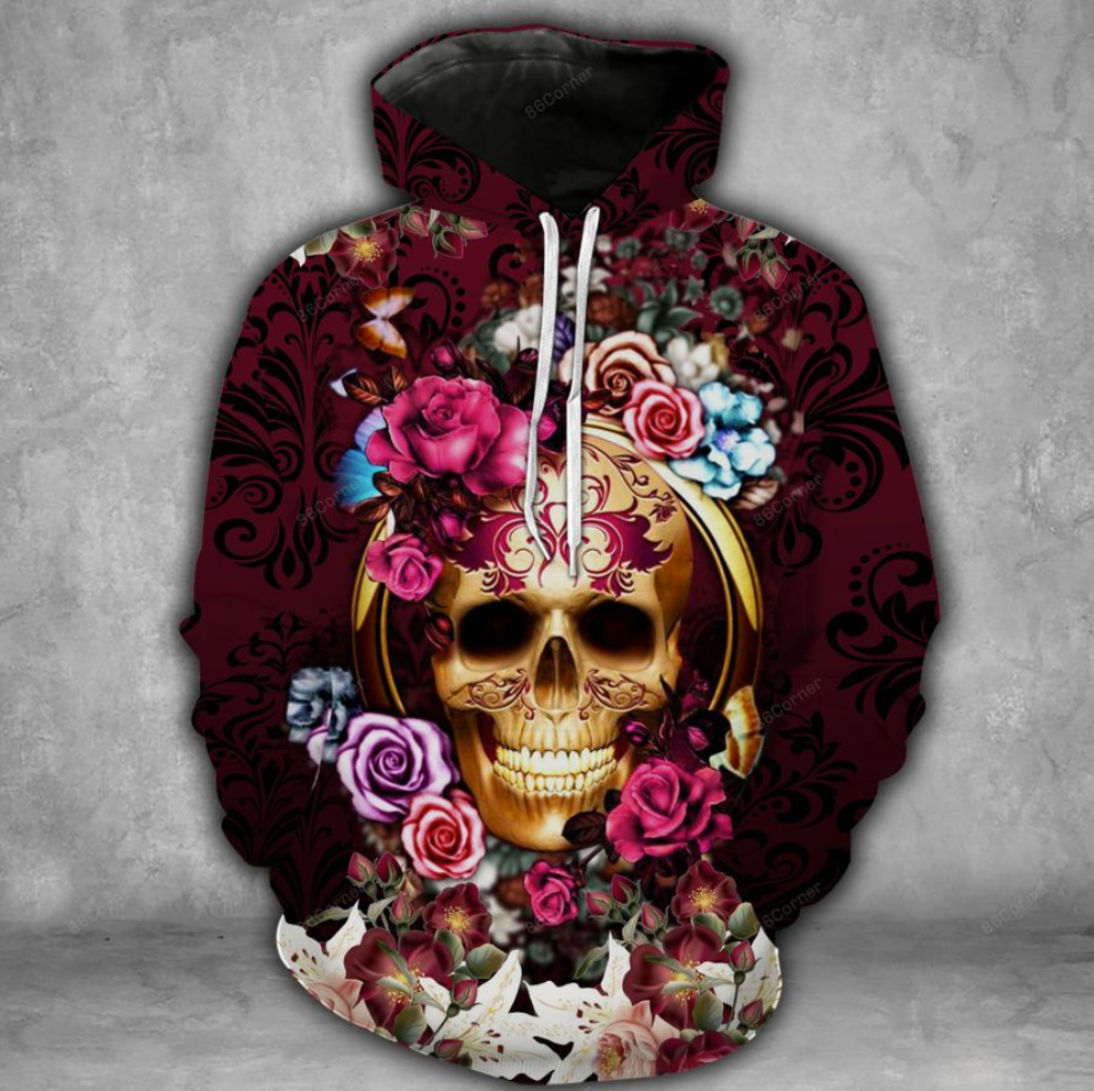 Floral skull 3D hoodie and legging - dnstyles