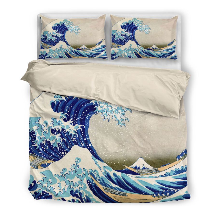 Great wave off kanagawa japanese bedding set 1