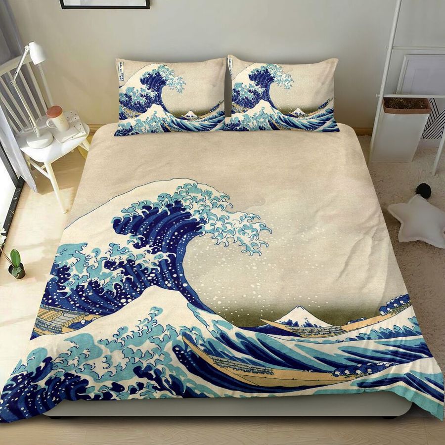 Great wave off kanagawa japanese bedding set 2