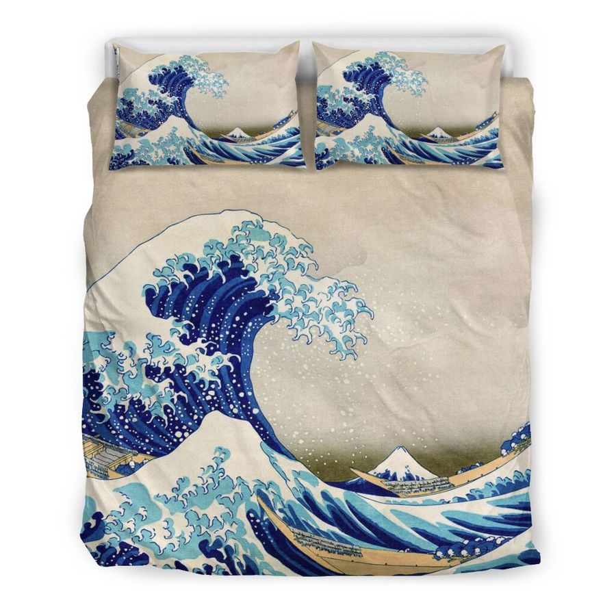 Great wave off kanagawa japanese bedding set 3