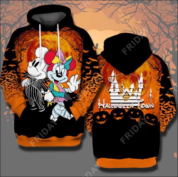 Halloween town Mickey mouse and Minnie mouse 3D all over printed hoodie