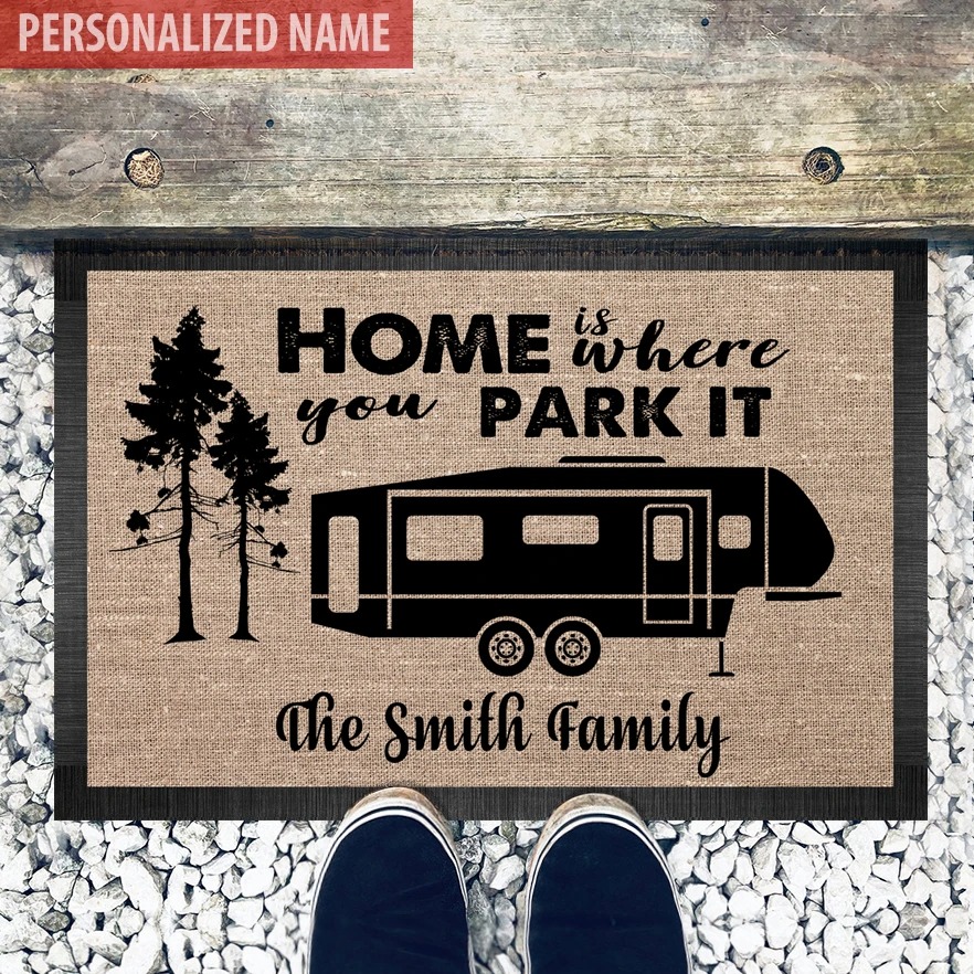 Home is where park it Camping personalized doormat  – TAGOTEE