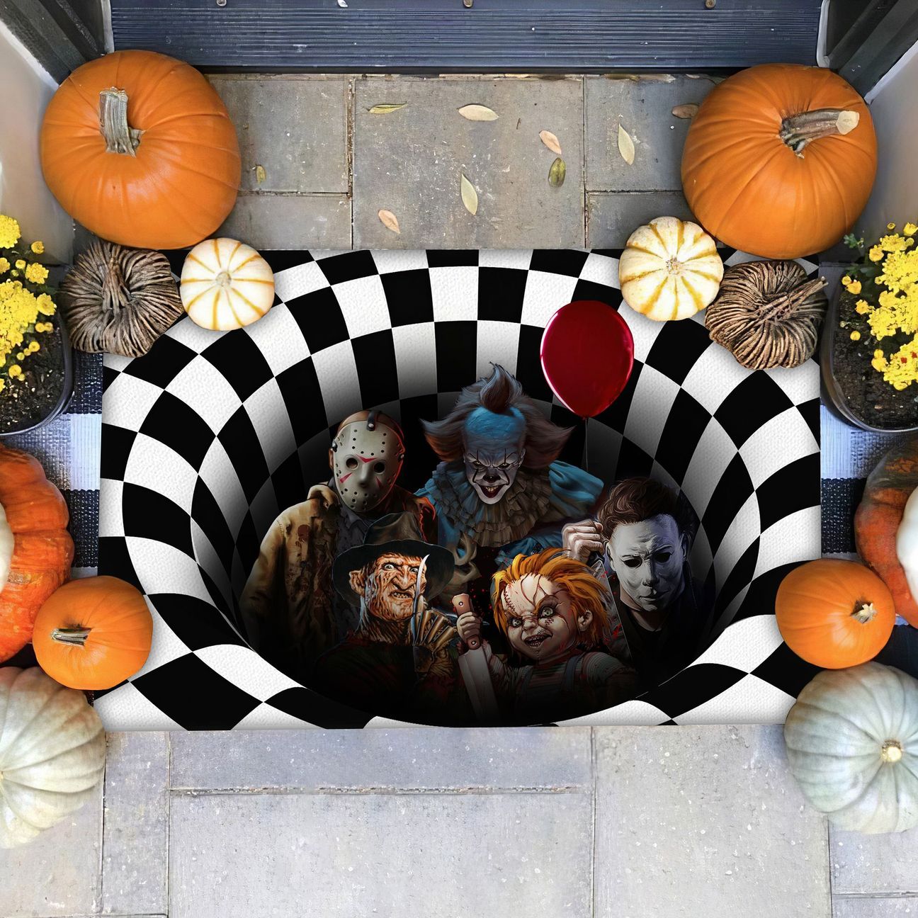 Horror killer illusion halloween doormat